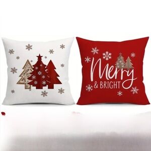 Festive Red and White Holiday Pillow cover Set